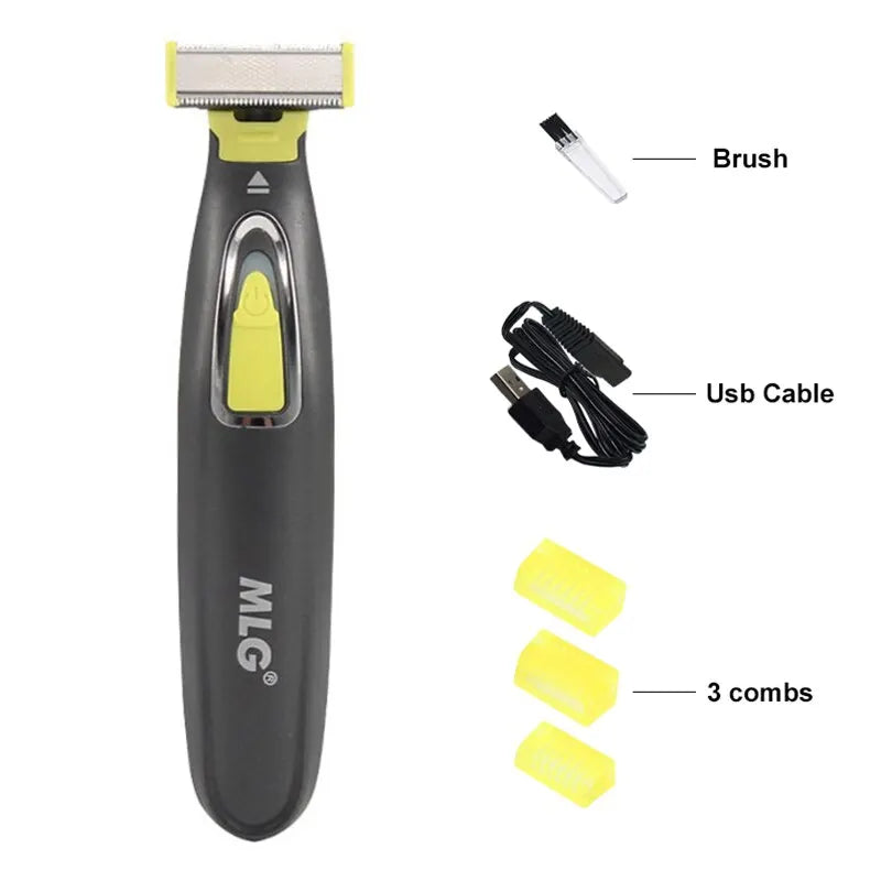 MLG Electric Shaver for Men and Women Portable Full Body Trimmer USB T Shaped Blade Razor for Beard Armpit for Washable