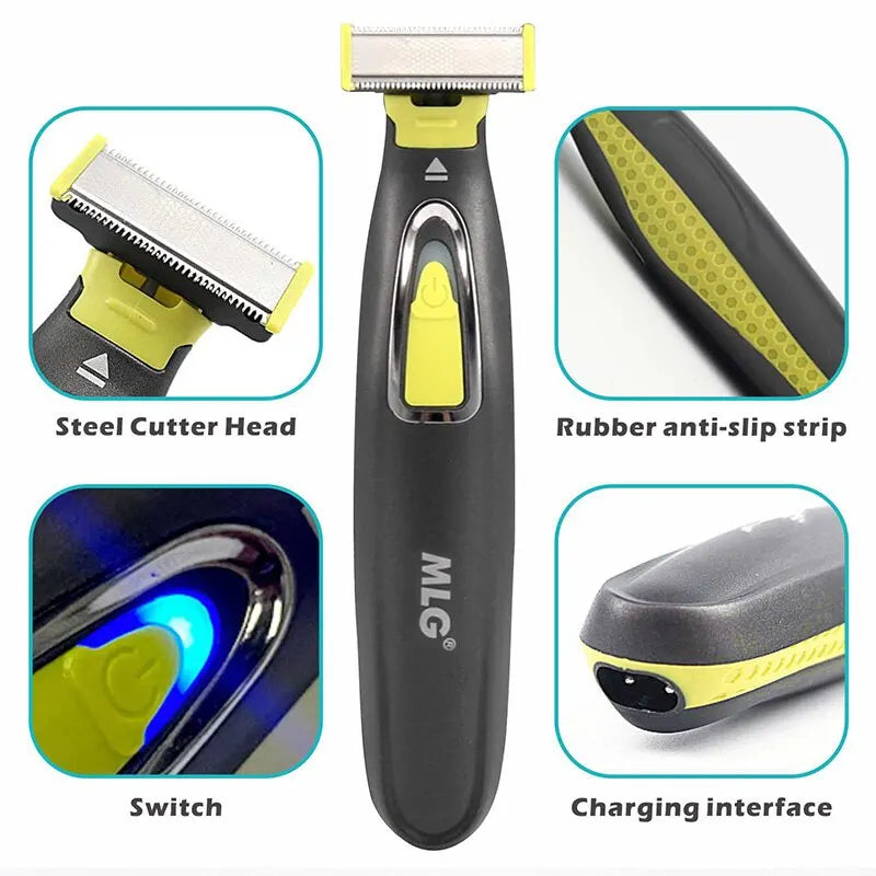 MLG Electric Shaver for Men and Women Portable Full Body Trimmer USB T Shaped Blade Razor for Beard Armpit for Washable