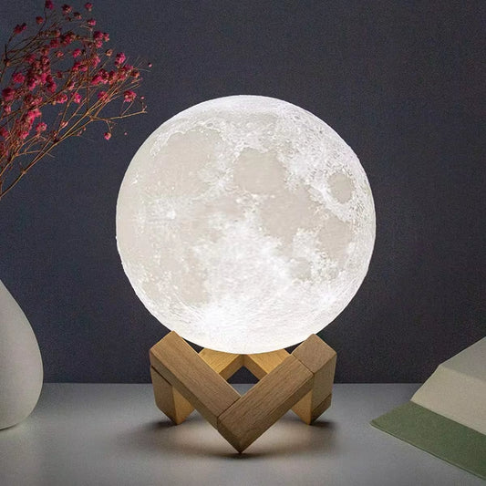 8Cm Moon Lamp LED Night Light Battery Powered with Stand Starry Lamp Bedroom Decor Night Lights Kids Gift Moon Lamp