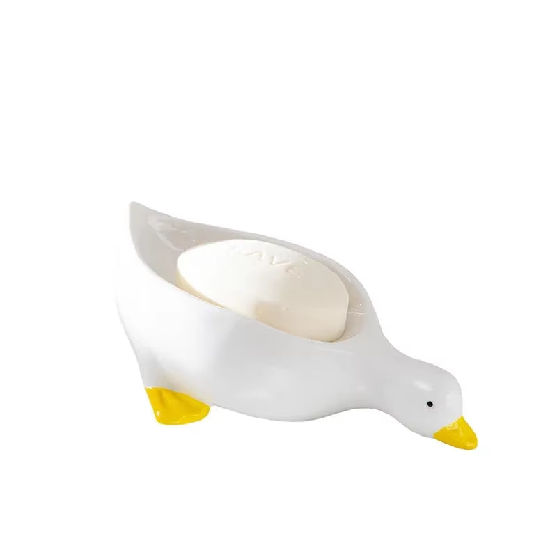 Duck Shape Soap Box Cartoon Soap Dish Drainable Storage Holder Soap Container Storage Dish Household Bathroom Accessories