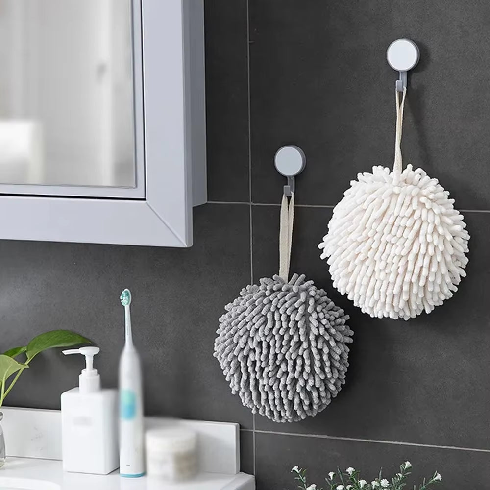 Quick Dry Hand Towels Kitchen Bathroom Hand Towel Ball with Hanging Loops Quick Dry Soft Absorbent Microfiber Towels