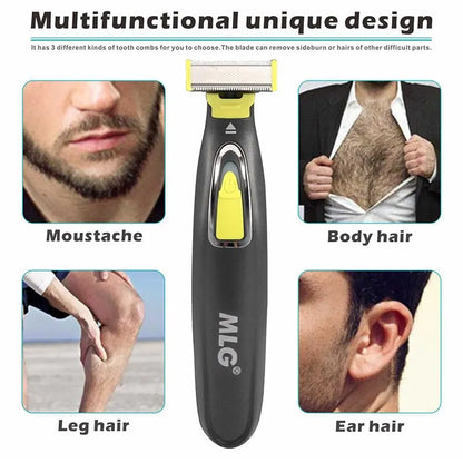 MLG Electric Shaver for Men and Women Portable Full Body Trimmer USB T Shaped Blade Razor for Beard Armpit for Washable